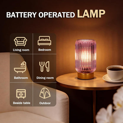 Battery Operated Lamp, Small Cordless Lamp with Timer, Green