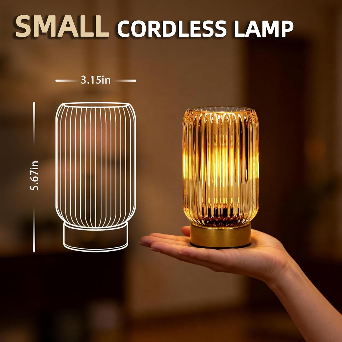 Battery Operated Lamp, Small Cordless Lamp with Timer, Green