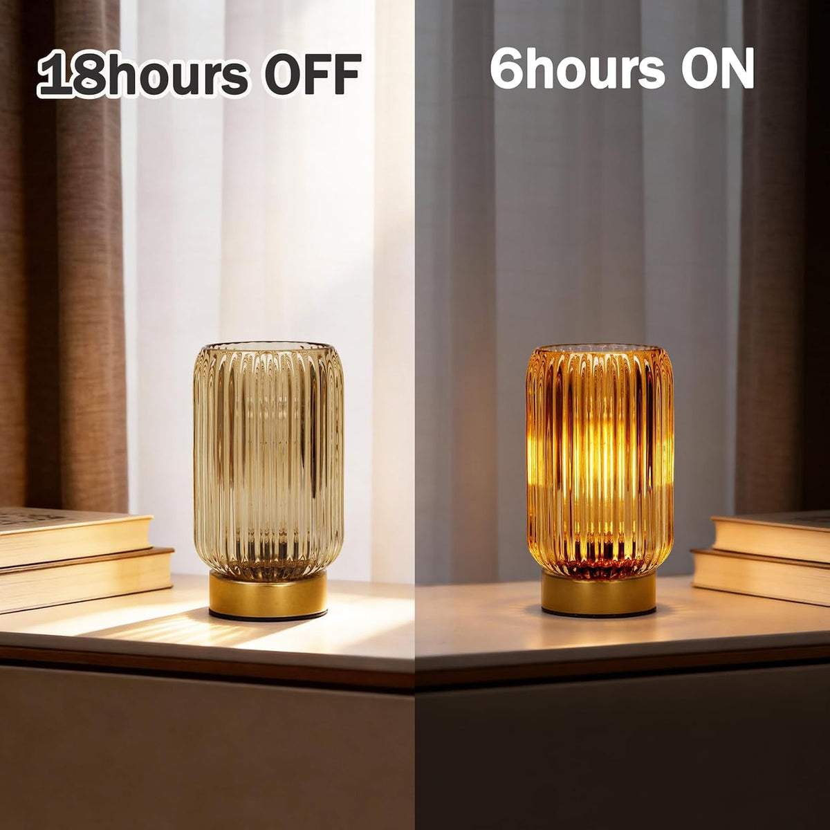 Battery Operated Lamp, Small Cordless Lamp with Timer, Green