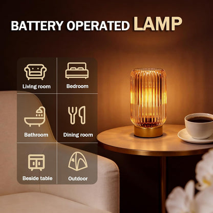 Battery Operated Lamp, Small Cordless Lamp with Timer, Green