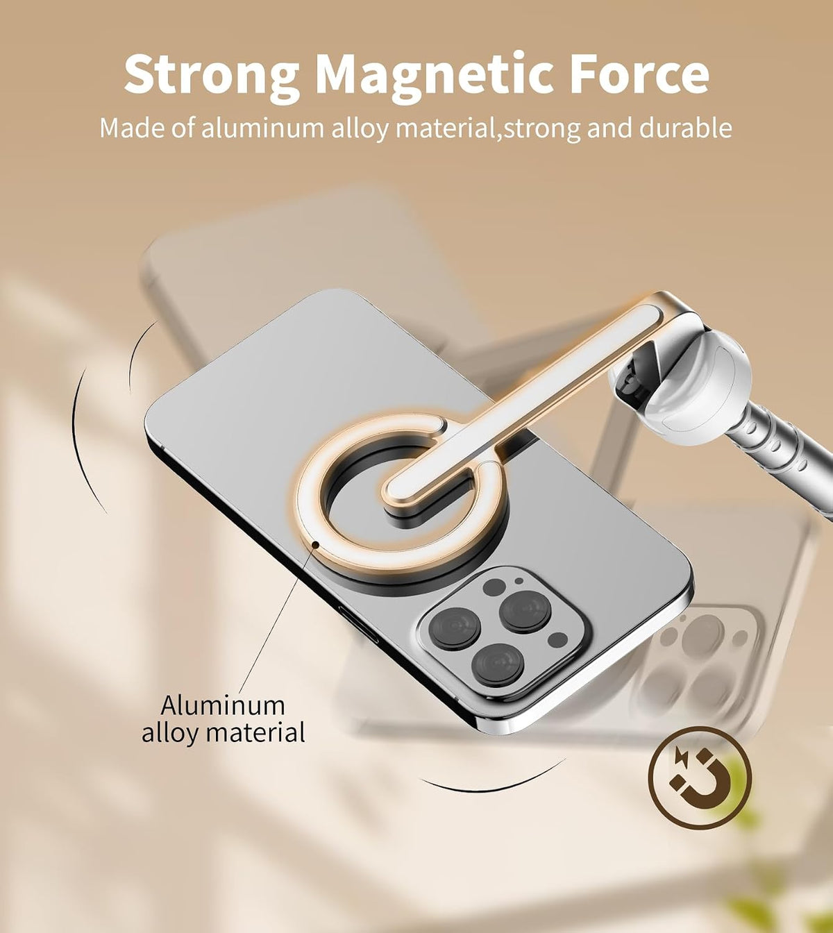 68" Magnetic Aluminum Phone Tripod Selfie Stick for iPhone & Android