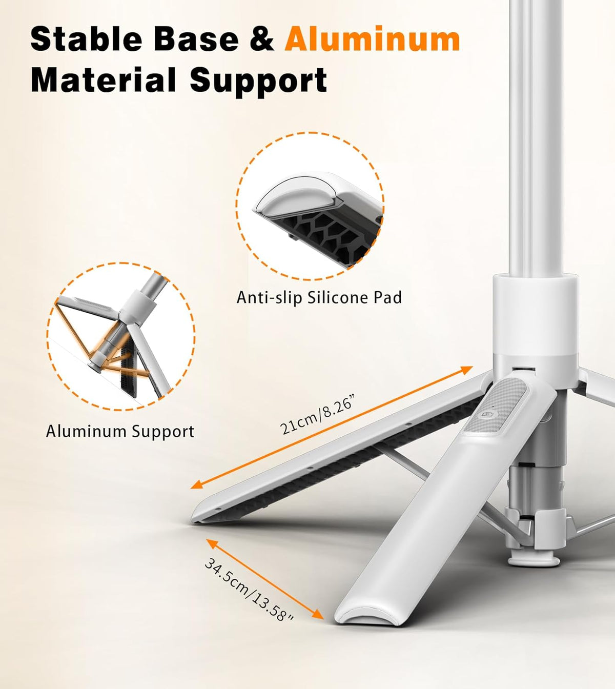 68" Magnetic Aluminum Phone Tripod Selfie Stick for iPhone & Android