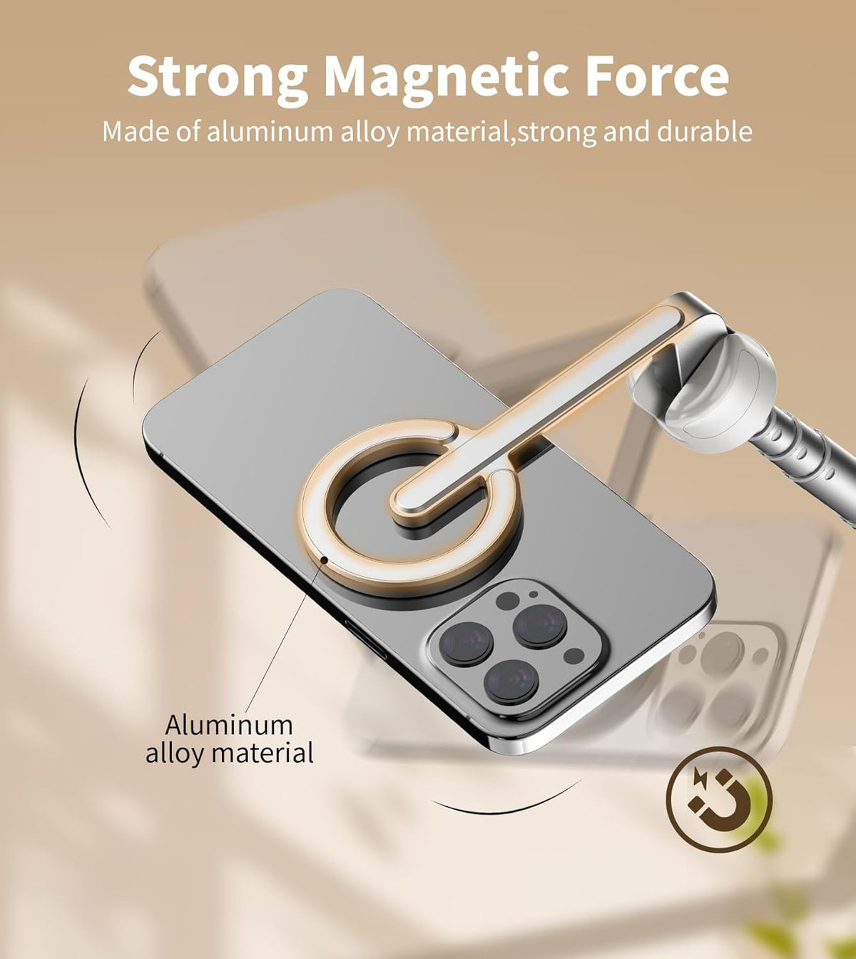 68" Magnetic Aluminum Phone Tripod Selfie Stick for iPhone & Android