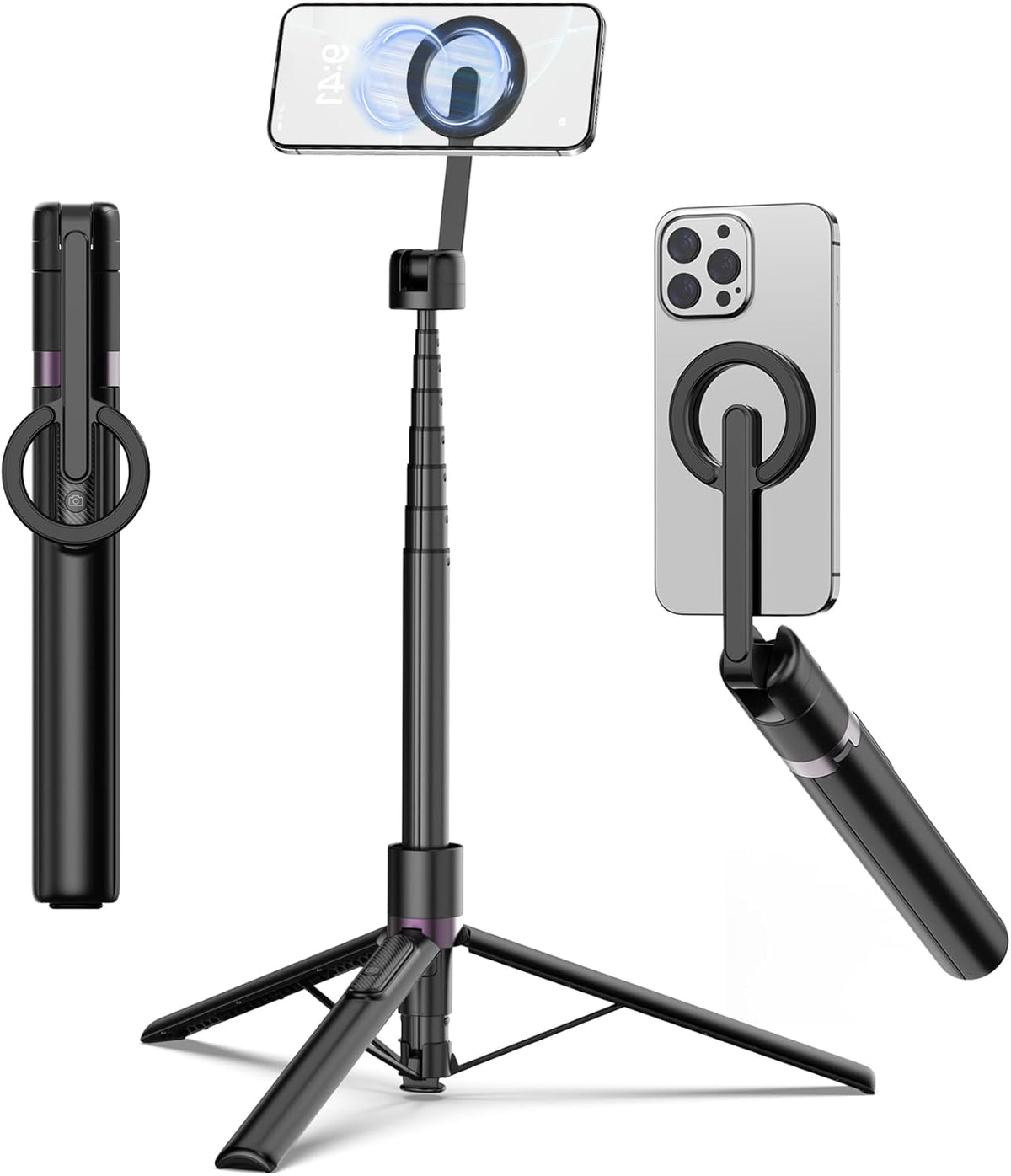 68" Magnetic Aluminum Phone Tripod Selfie Stick for iPhone & Android