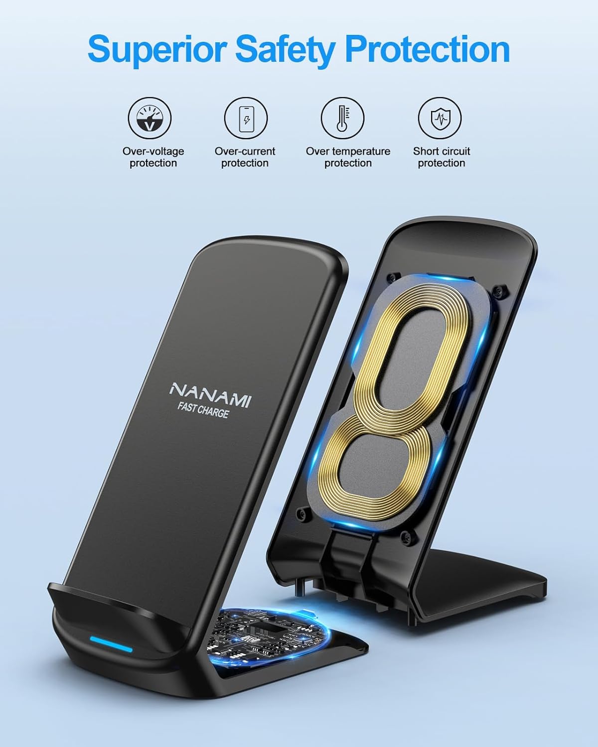 Upgraded Fast Wireless Charger, Wireless Charging Stand Compatible with Samsung Galaxy S26/S26+/S25/S24/S23/S22/S21 & Phone Charger Dock for iPhone 17/17 Air/16/16 Plus/16 Pro/15/14/13/12