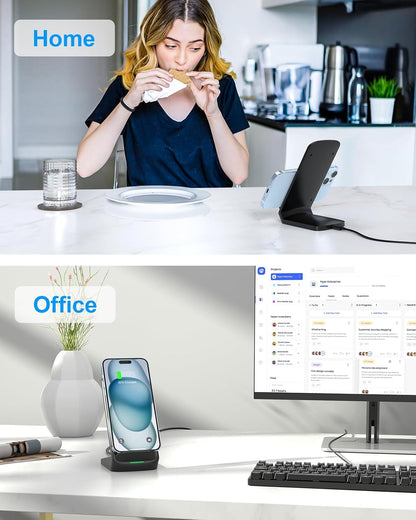 Upgraded Fast Wireless Charger, Wireless Charging Stand Compatible with Samsung Galaxy S26/S26+/S25/S24/S23/S22/S21 & Phone Charger Dock for iPhone 17/17 Air/16/16 Plus/16 Pro/15/14/13/12