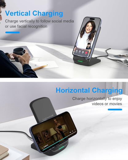 Upgraded Fast Wireless Charger, Wireless Charging Stand Compatible with Samsung Galaxy S26/S26+/S25/S24/S23/S22/S21 & Phone Charger Dock for iPhone 17/17 Air/16/16 Plus/16 Pro/15/14/13/12
