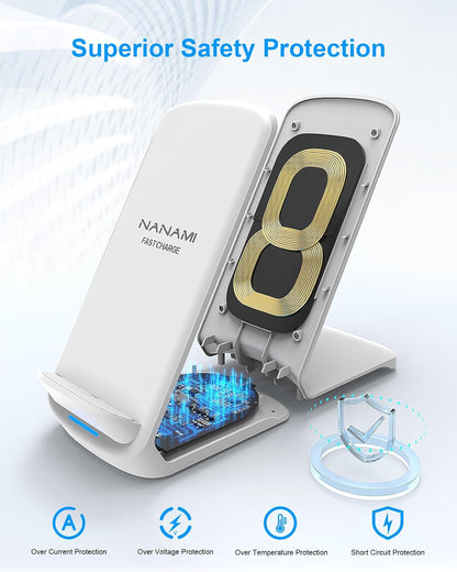 Upgraded Fast Wireless Charger, Wireless Charging Stand Compatible with Samsung Galaxy S26/S26+/S25/S24/S23/S22/S21 & Phone Charger Dock for iPhone 17/17 Air/16/16 Plus/16 Pro/15/14/13/12