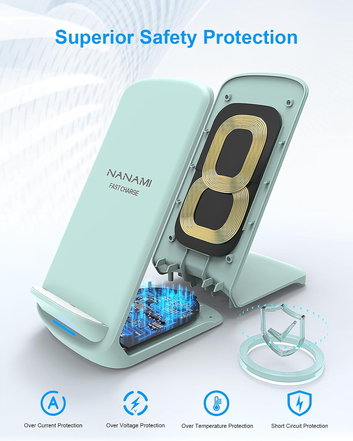 Upgraded Fast Wireless Charger, Wireless Charging Stand Compatible with Samsung Galaxy S26/S26+/S25/S24/S23/S22/S21 & Phone Charger Dock for iPhone 17/17 Air/16/16 Plus/16 Pro/15/14/13/12