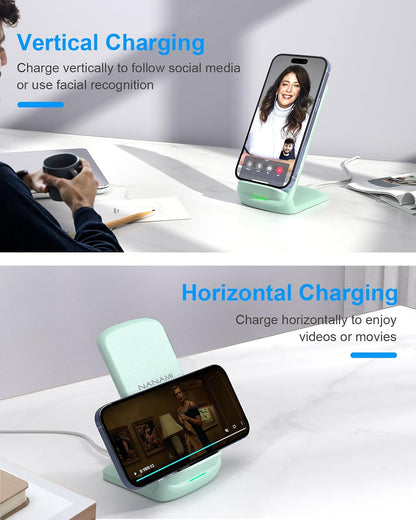Upgraded Fast Wireless Charger, Wireless Charging Stand Compatible with Samsung Galaxy S26/S26+/S25/S24/S23/S22/S21 & Phone Charger Dock for iPhone 17/17 Air/16/16 Plus/16 Pro/15/14/13/12