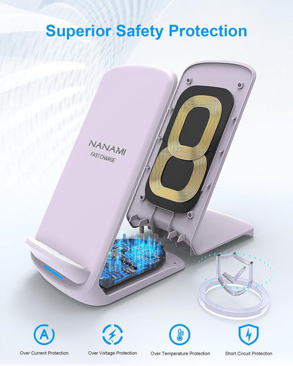 Upgraded Fast Wireless Charger, Wireless Charging Stand Compatible with Samsung Galaxy S26/S26+/S25/S24/S23/S22/S21 & Phone Charger Dock for iPhone 17/17 Air/16/16 Plus/16 Pro/15/14/13/12