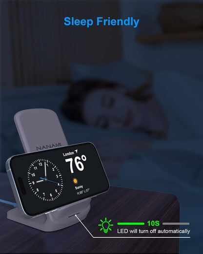 Upgraded Fast Wireless Charger, Wireless Charging Stand Compatible with Samsung Galaxy S26/S26+/S25/S24/S23/S22/S21 & Phone Charger Dock for iPhone 17/17 Air/16/16 Plus/16 Pro/15/14/13/12
