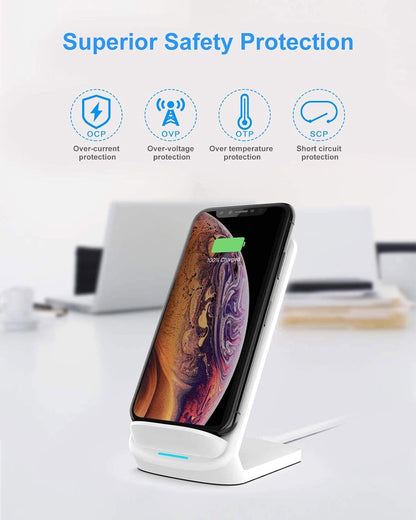 Upgraded Fast Wireless Charger, Wireless Charging Stand Compatible with Samsung Galaxy S26/S26+/S25/S24/S23/S22/S21 & Phone Charger Dock for iPhone 17/17 Air/16/16 Plus/16 Pro/15/14/13/12