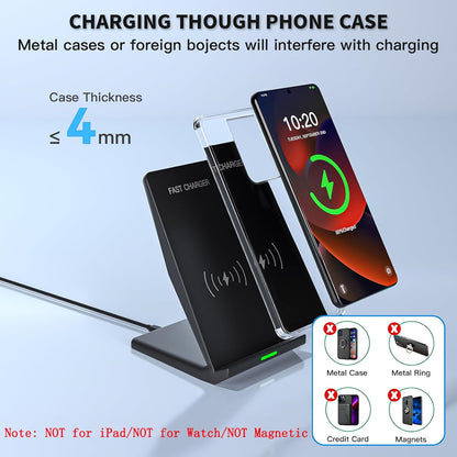 Wireless Charger Station,15W Desk Wireless Charging Stand 20W USB C Adapter for Apple iPhone 17 Pro/17/17/Air/16 Pro/16E/16 Plus/15/14/13,Samsung Galaxy S25/S24/S23/S22/Z Flip Fold/Note 20,Google etc