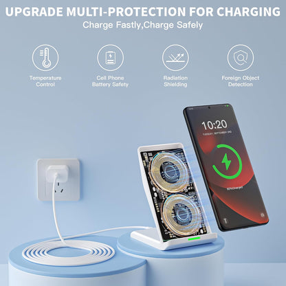 Wireless Charger Station,15W Desk Wireless Charging Stand 20W USB C Adapter for Apple iPhone 17 Pro/17/17/Air/16 Pro/16E/16 Plus/15/14/13,Samsung Galaxy S25/S24/S23/S22/Z Flip Fold/Note 20,Google etc