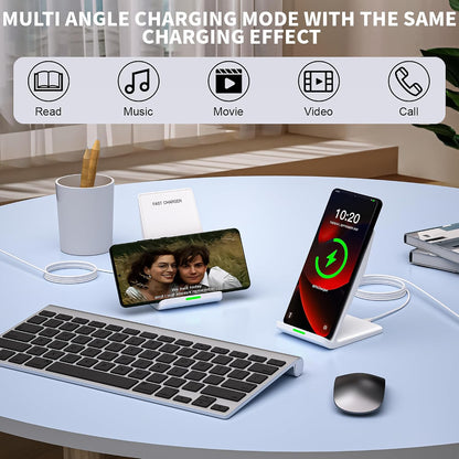 Wireless Charger Station,15W Desk Wireless Charging Stand 20W USB C Adapter for Apple iPhone 17 Pro/17/17/Air/16 Pro/16E/16 Plus/15/14/13,Samsung Galaxy S25/S24/S23/S22/Z Flip Fold/Note 20,Google etc