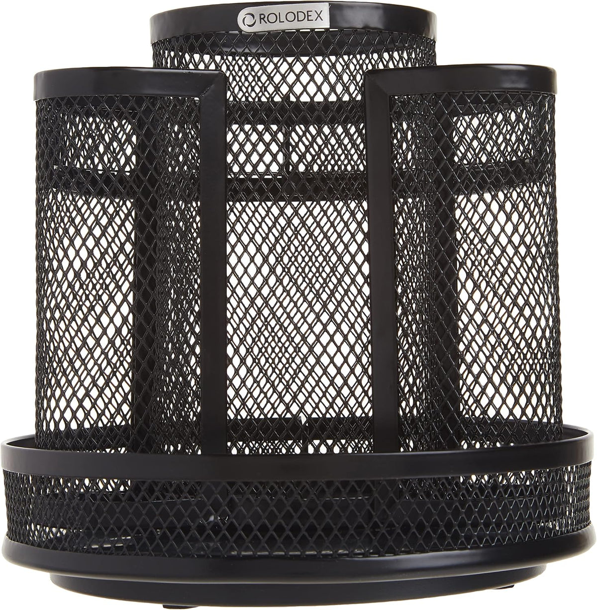 Rolodex Desk Organizer, Rotating Office Supply Caddy, Mesh Black (6.5" x 6.5" x 6.25") - Spinning Pencil Holder, Teacher Essentials