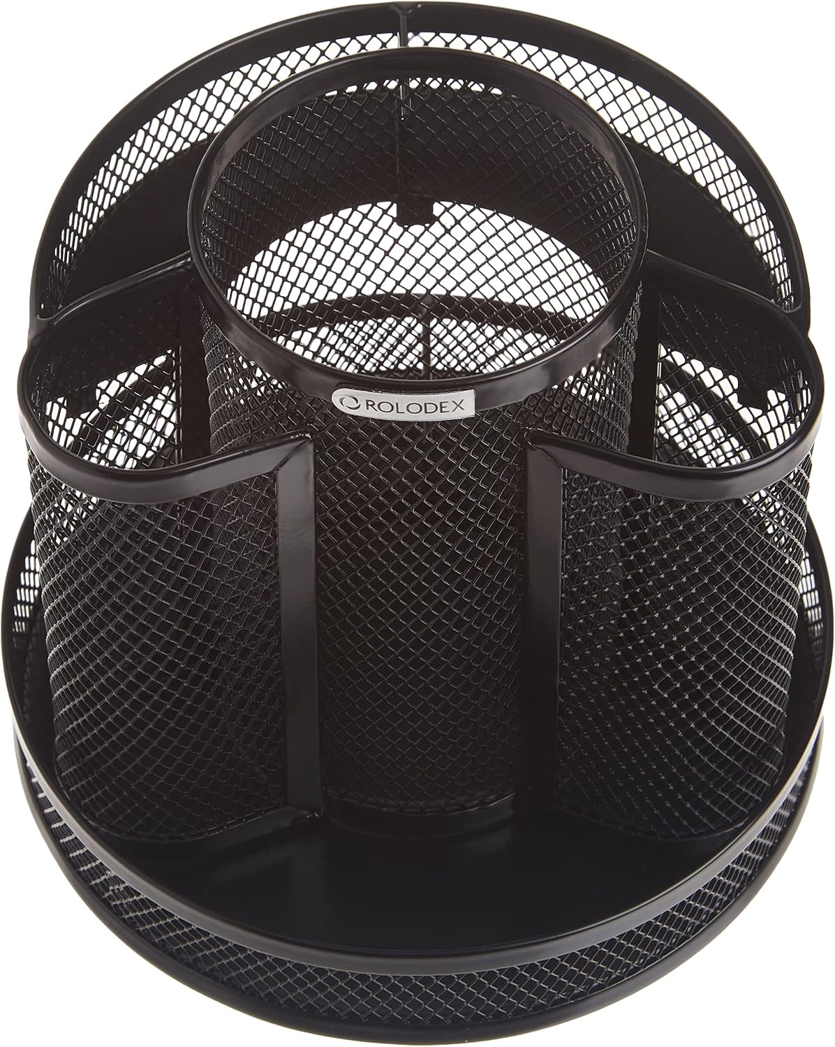 Rolodex Desk Organizer, Rotating Office Supply Caddy, Mesh Black (6.5" x 6.5" x 6.25") - Spinning Pencil Holder, Teacher Essentials