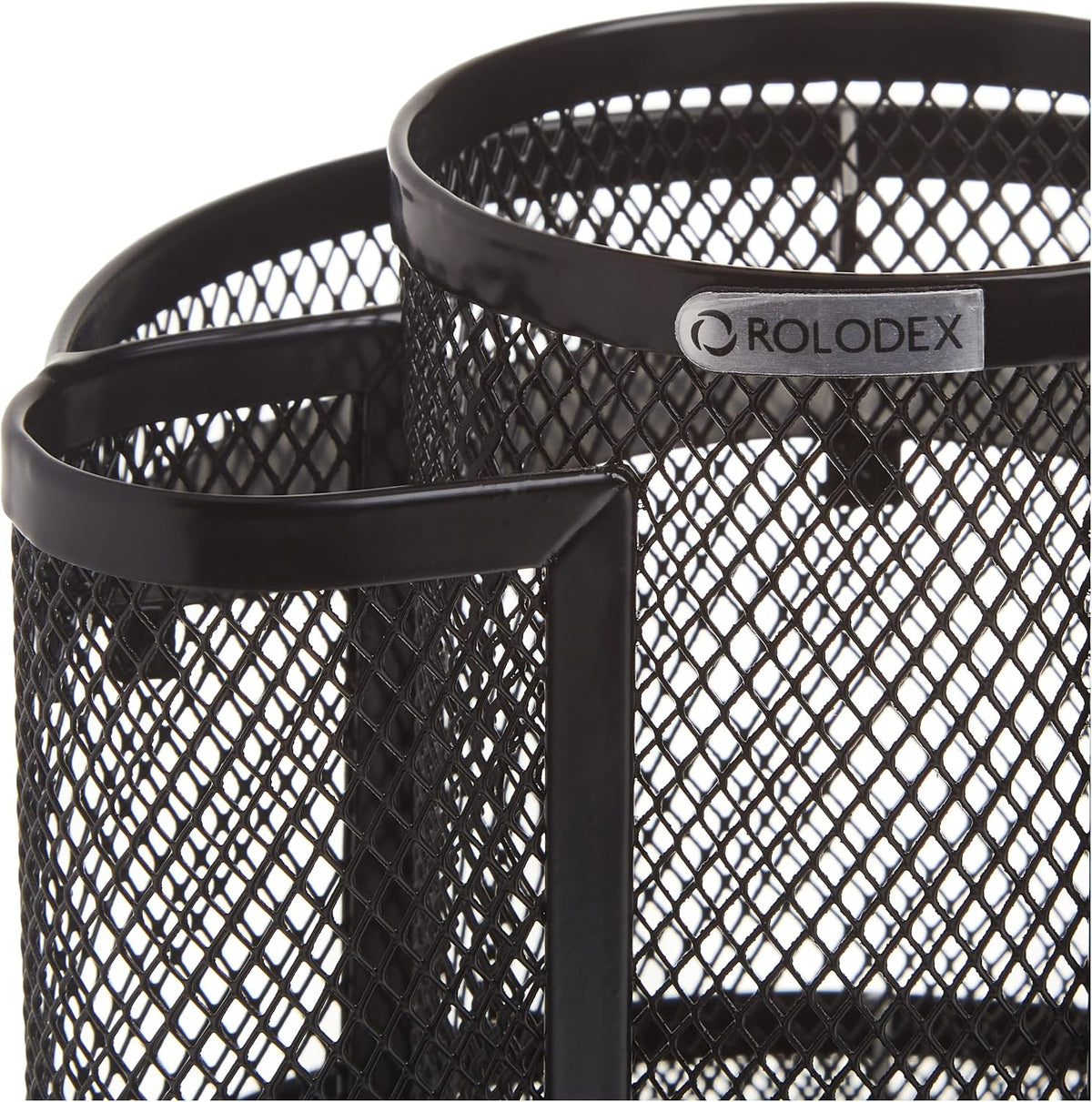 Rolodex Desk Organizer, Rotating Office Supply Caddy, Mesh Black (6.5" x 6.5" x 6.25") - Spinning Pencil Holder, Teacher Essentials