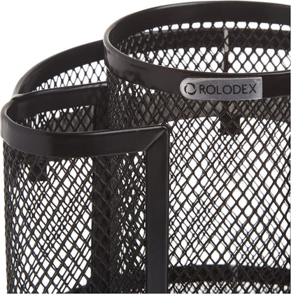 Rolodex Desk Organizer, Rotating Office Supply Caddy, Mesh Black (6.5" x 6.5" x 6.25") - Spinning Pencil Holder, Teacher Essentials