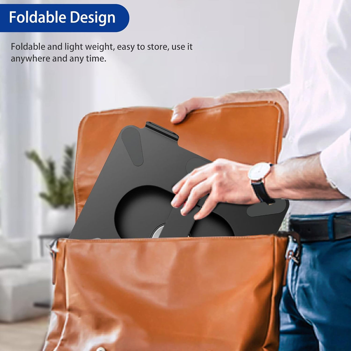 LSX7 Laptop Stand with 360 Rotating Base, Ergonomic Adjustable Notebook Riser, Foldable Computer Holder Compatible with 10-15.6" Laptops (Black)