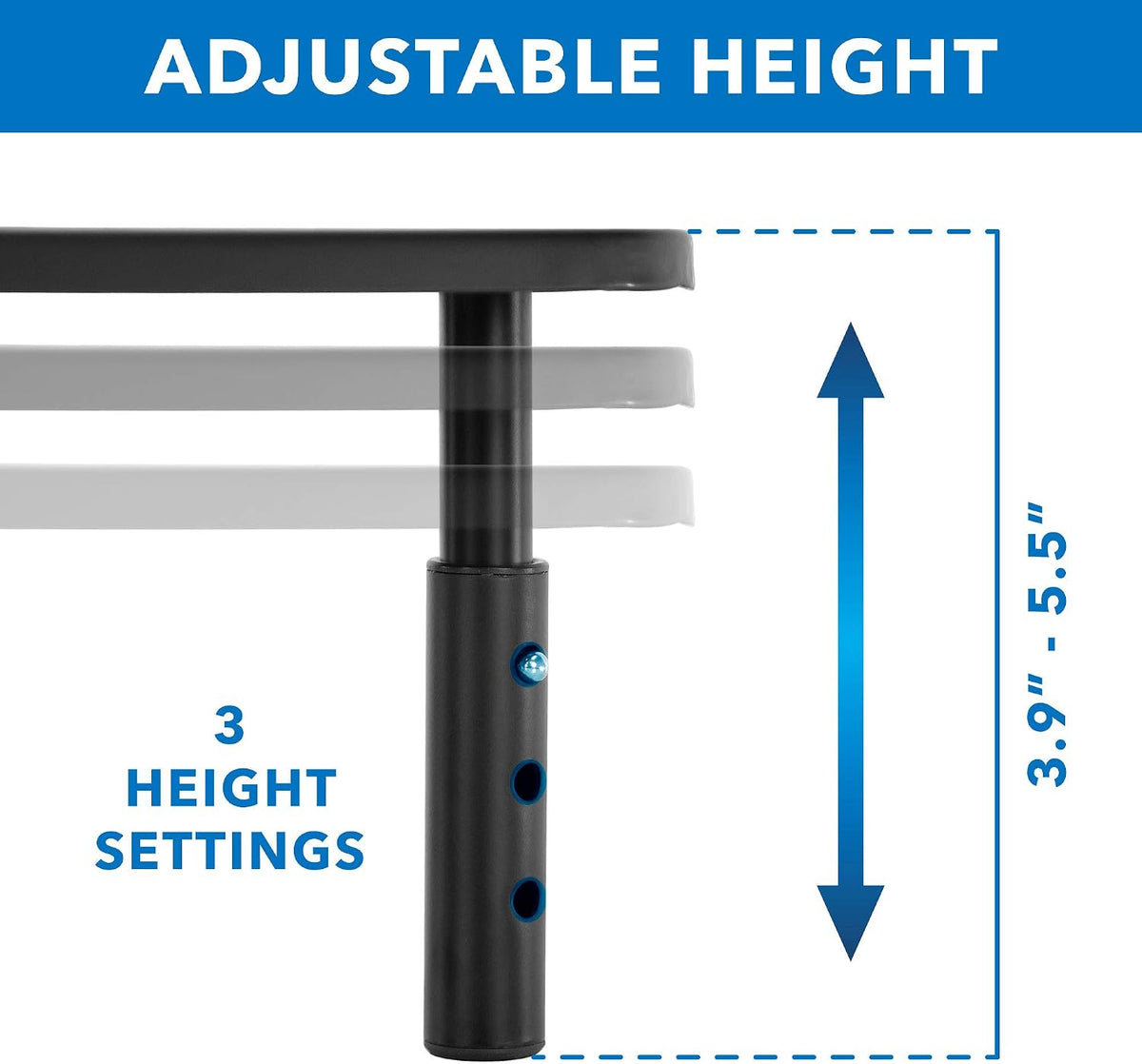 Corner Monitor Stand | Adjustable Height Corner Desk Shelf | Triangle Screen Riser, Ergonomic Space Saving Design, Ventilated. (Metal, Black)