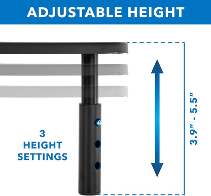 Corner Monitor Stand | Adjustable Height Corner Desk Shelf | Triangle Screen Riser, Ergonomic Space Saving Design, Ventilated. (Metal, Black)