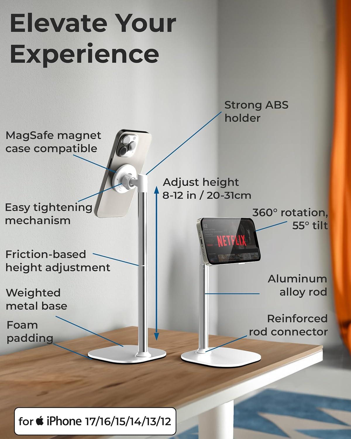 COOPER MagStand Magnetic Phone Stand for Desk, MagSafe Tripod, iPhone 17