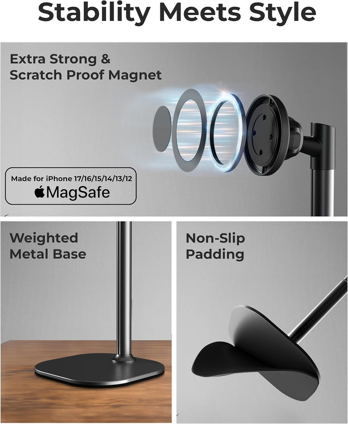 COOPER MagStand Magnetic Phone Stand for Desk, MagSafe Tripod, iPhone 17