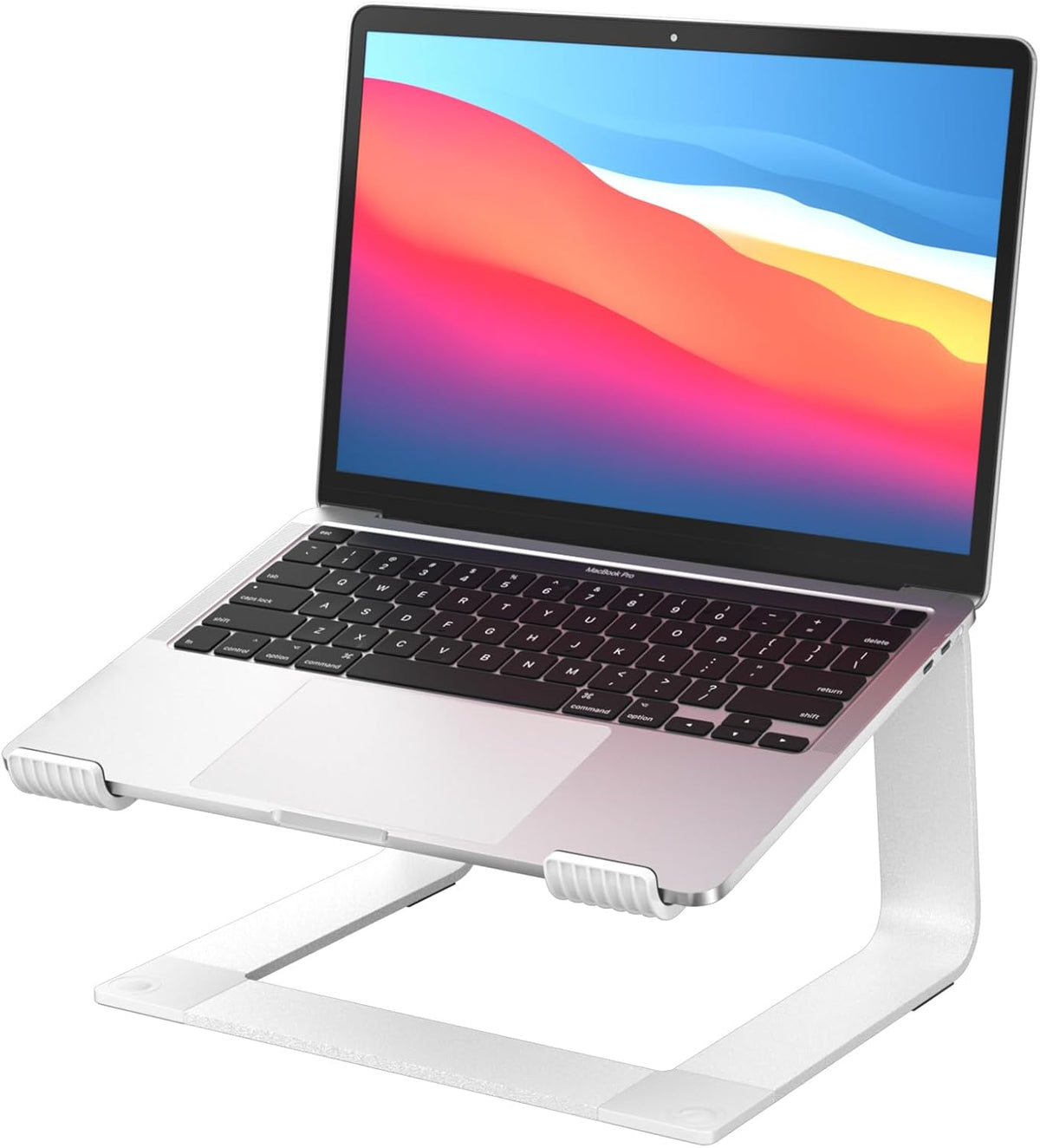 GleYo Laptop Stand for Desk Portable Computer Riser Metal Notebook Holder Printer Stand Office Desk Accessories Compatible with MacBook Air, Pro, Dell, HP, Lenovo and All 10-16" Laptops, Silver