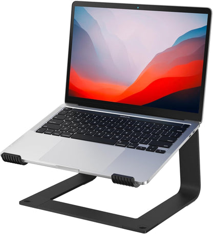 GleYo Laptop Stand for Desk Portable Computer Riser Metal Notebook Holder Printer Stand Office Desk Accessories Compatible with MacBook Air, Pro, Dell, HP, Lenovo and All 10-16" Laptops, Silver