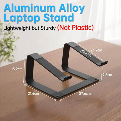 GleYo Laptop Stand for Desk Portable Computer Riser Metal Notebook Holder Printer Stand Office Desk Accessories Compatible with MacBook Air, Pro, Dell, HP, Lenovo and All 10-16" Laptops, Silver
