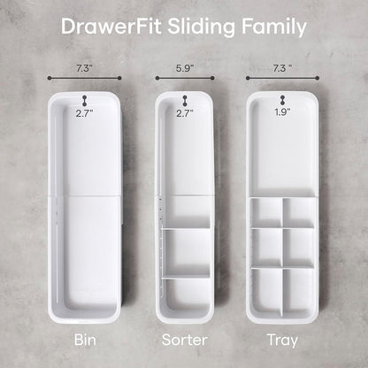 DrawerFit Sliding Drawer Tray with Adjustable Dividers, Expandable Kitchen Storage Organizer, Speckled White