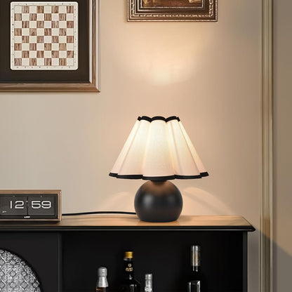 Gold Small Bedside Table Lamp for Bedroom, Brass Gold Bedroom Lamps for Nightstand, Cute Mini Table Lamps for Small Spaces with Scalloped Shade for Kitchen Counter, Bookshelf, Living Room, Kids Dorm