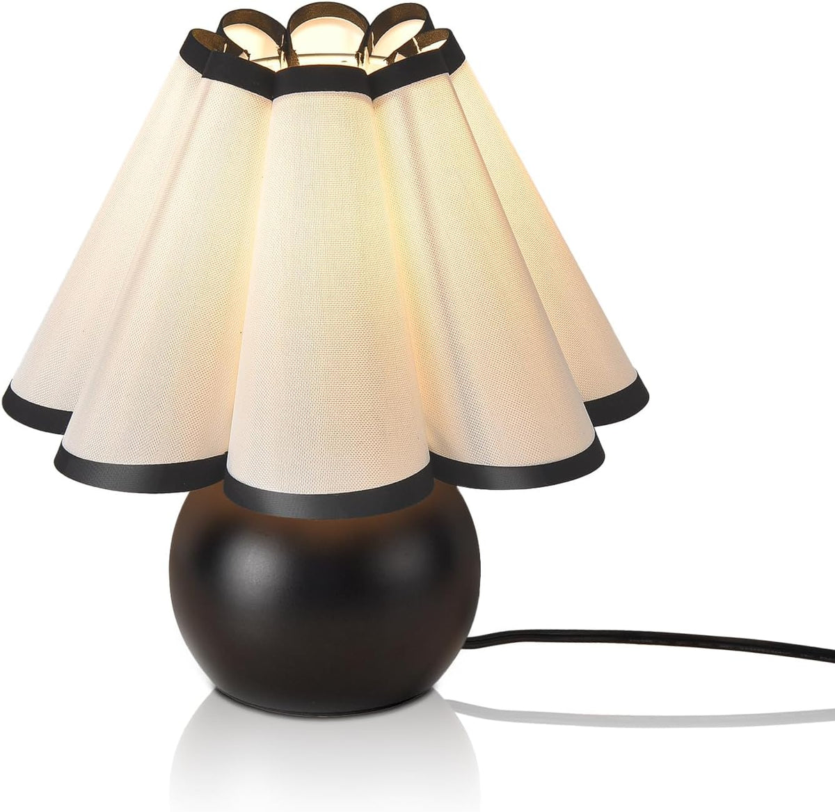 Gold Small Bedside Table Lamp for Bedroom, Brass Gold Bedroom Lamps for Nightstand, Cute Mini Table Lamps for Small Spaces with Scalloped Shade for Kitchen Counter, Bookshelf, Living Room, Kids Dorm