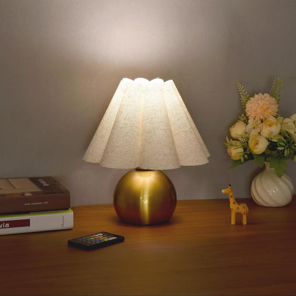Gold Small Bedside Table Lamp for Bedroom, Brass Gold Bedroom Lamps for Nightstand, Cute Mini Table Lamps for Small Spaces with Scalloped Shade for Kitchen Counter, Bookshelf, Living Room, Kids Dorm