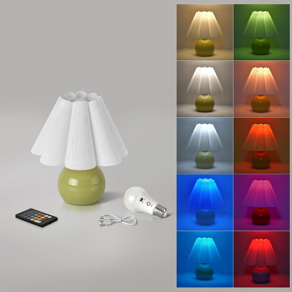 Gold Small Bedside Table Lamp for Bedroom, Brass Gold Bedroom Lamps for Nightstand, Cute Mini Table Lamps for Small Spaces with Scalloped Shade for Kitchen Counter, Bookshelf, Living Room, Kids Dorm