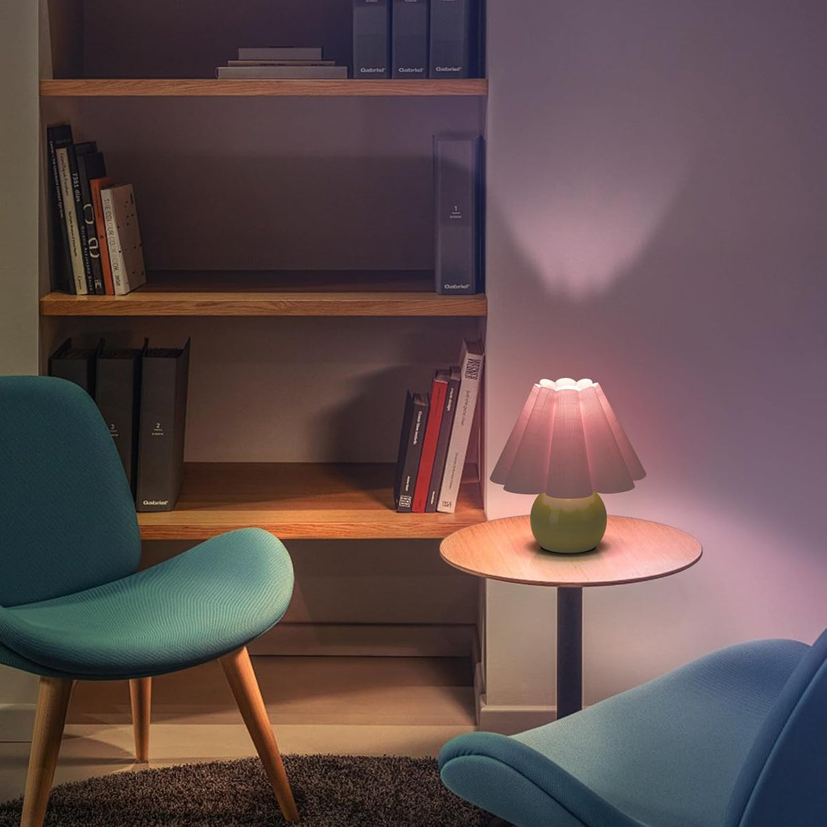Gold Small Bedside Table Lamp for Bedroom, Brass Gold Bedroom Lamps for Nightstand, Cute Mini Table Lamps for Small Spaces with Scalloped Shade for Kitchen Counter, Bookshelf, Living Room, Kids Dorm