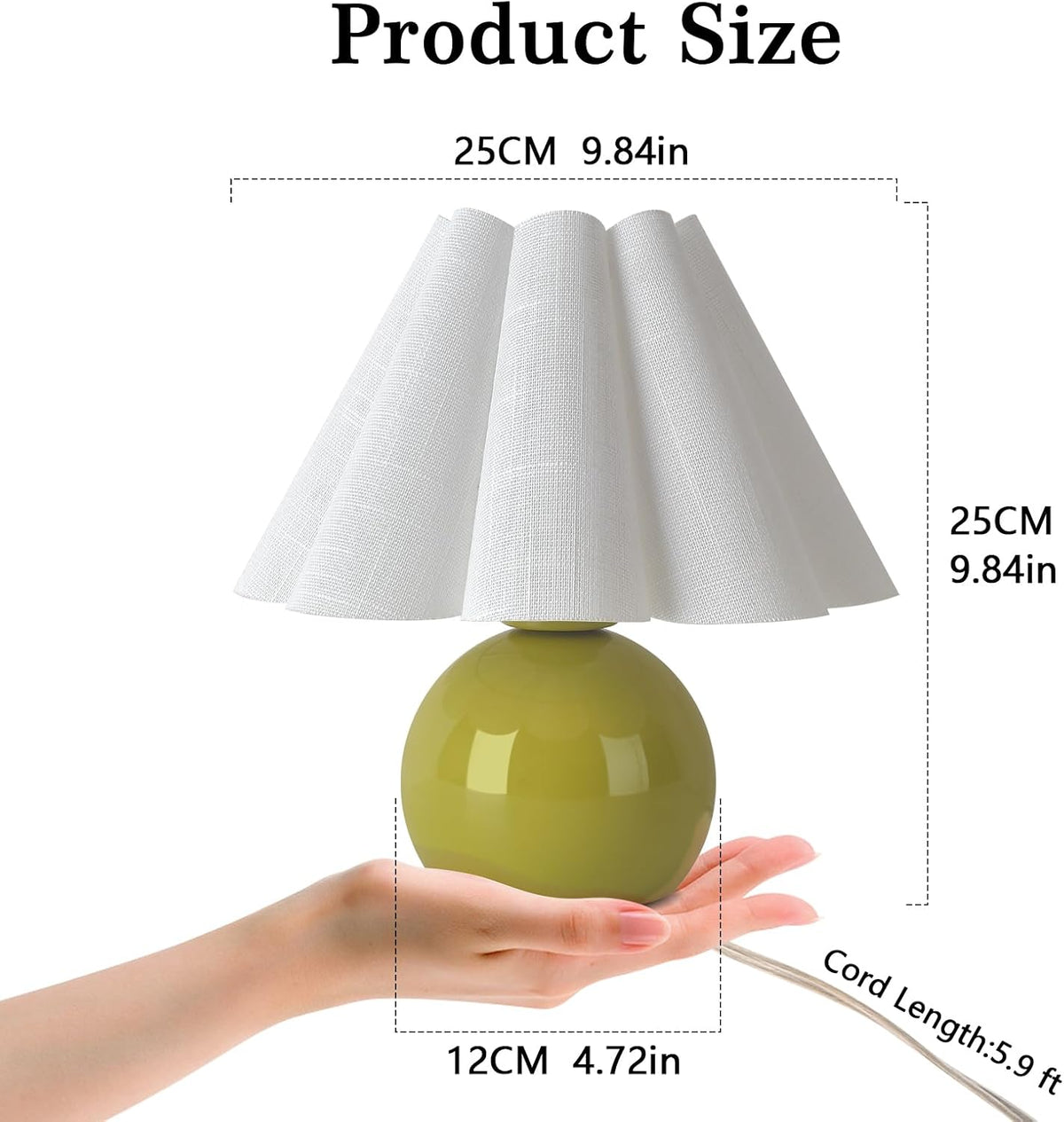 Gold Small Bedside Table Lamp for Bedroom, Brass Gold Bedroom Lamps for Nightstand, Cute Mini Table Lamps for Small Spaces with Scalloped Shade for Kitchen Counter, Bookshelf, Living Room, Kids Dorm