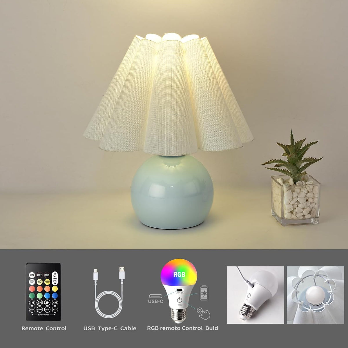 Gold Small Bedside Table Lamp for Bedroom, Brass Gold Bedroom Lamps for Nightstand, Cute Mini Table Lamps for Small Spaces with Scalloped Shade for Kitchen Counter, Bookshelf, Living Room, Kids Dorm