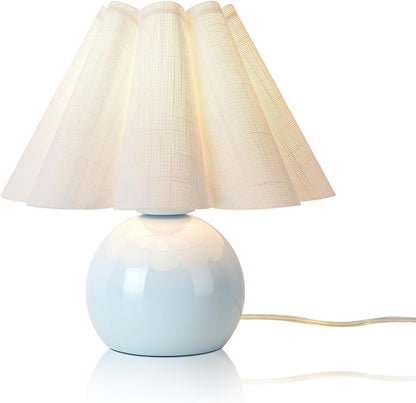 Gold Small Bedside Table Lamp for Bedroom, Brass Gold Bedroom Lamps for Nightstand, Cute Mini Table Lamps for Small Spaces with Scalloped Shade for Kitchen Counter, Bookshelf, Living Room, Kids Dorm