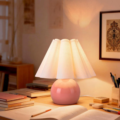 Gold Small Bedside Table Lamp for Bedroom, Brass Gold Bedroom Lamps for Nightstand, Cute Mini Table Lamps for Small Spaces with Scalloped Shade for Kitchen Counter, Bookshelf, Living Room, Kids Dorm