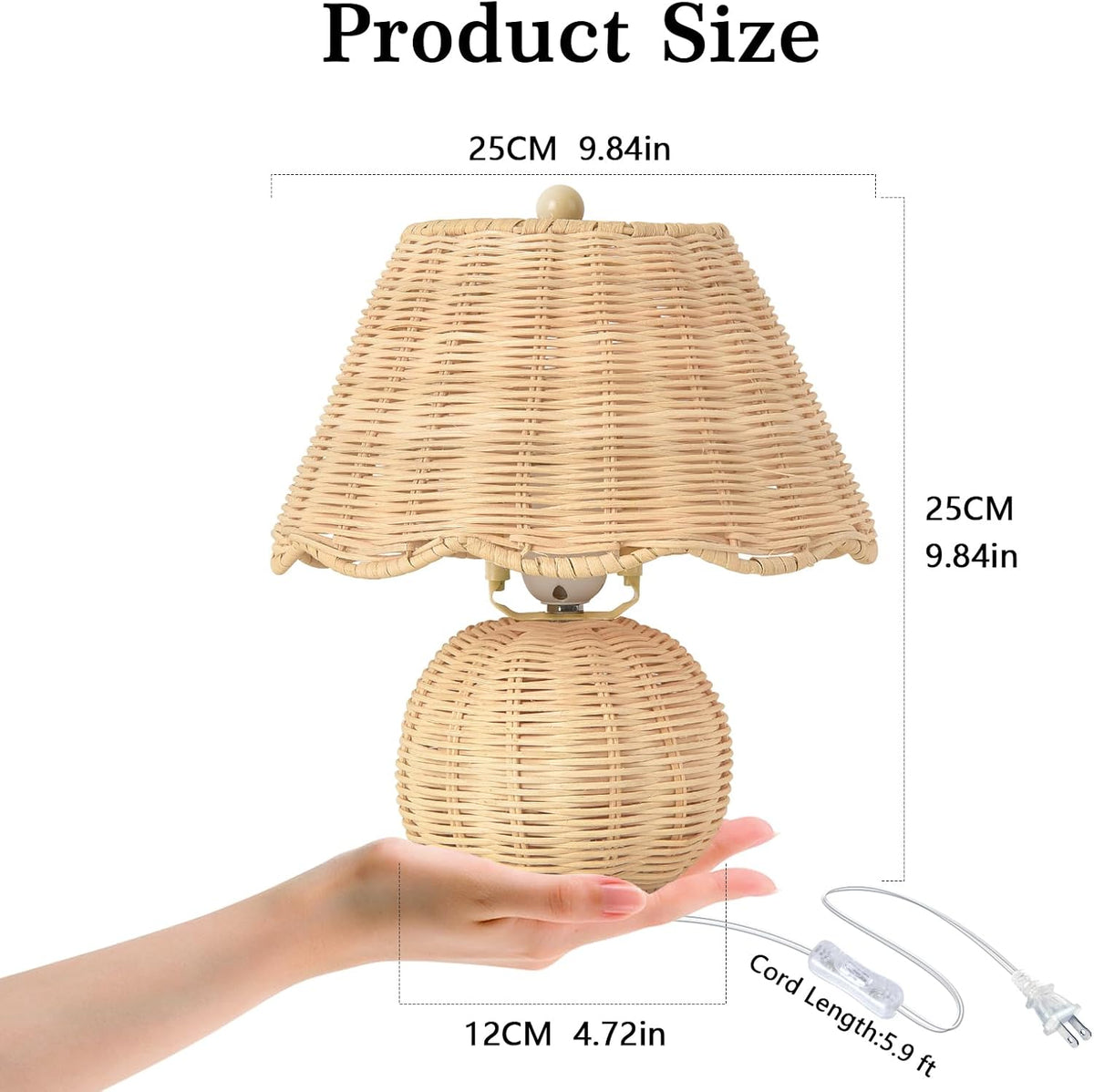 Gold Small Bedside Table Lamp for Bedroom, Brass Gold Bedroom Lamps for Nightstand, Cute Mini Table Lamps for Small Spaces with Scalloped Shade for Kitchen Counter, Bookshelf, Living Room, Kids Dorm