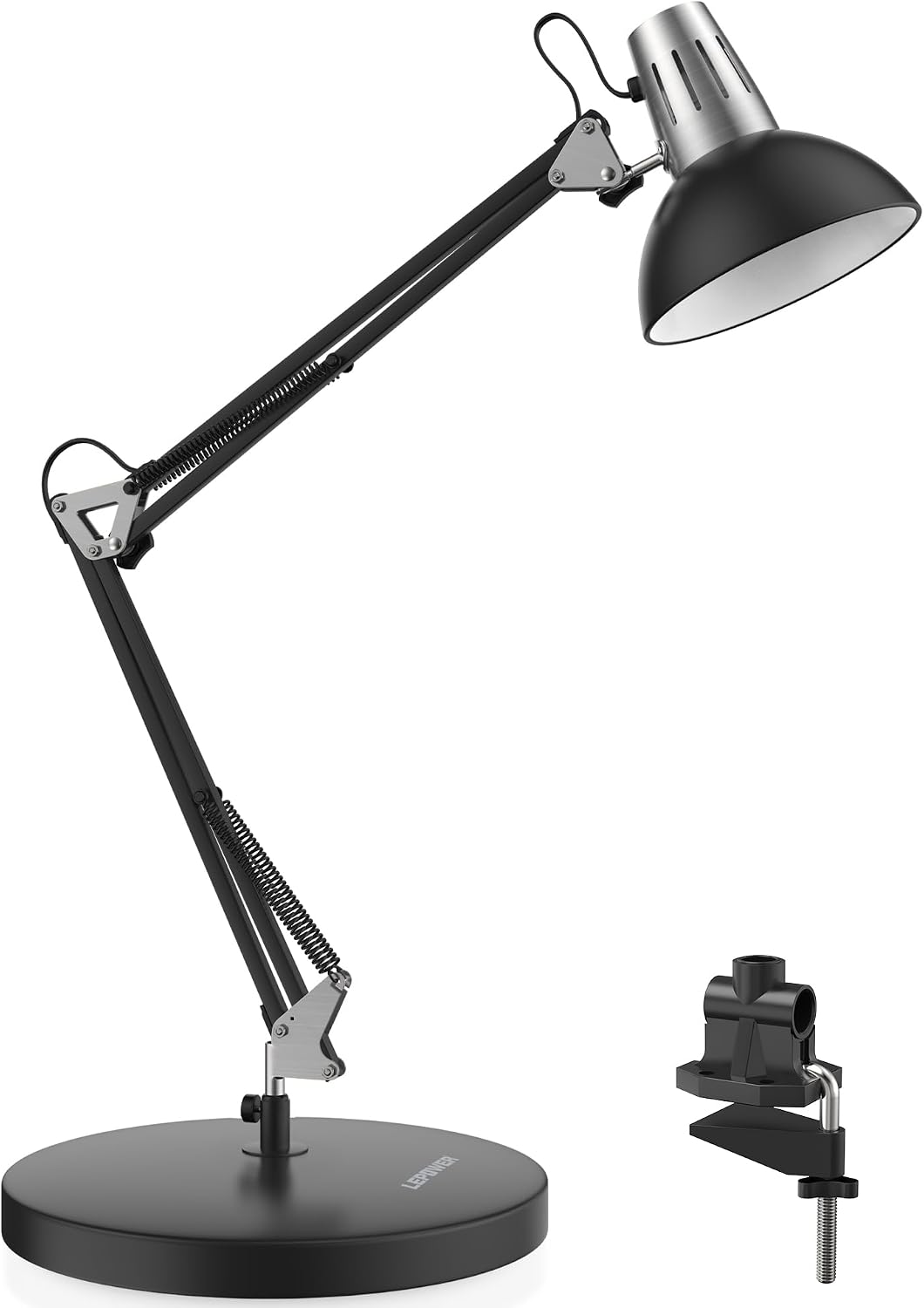 Metal Adjustable Desk Lamp with Clamp, Swing Arm for Home Office