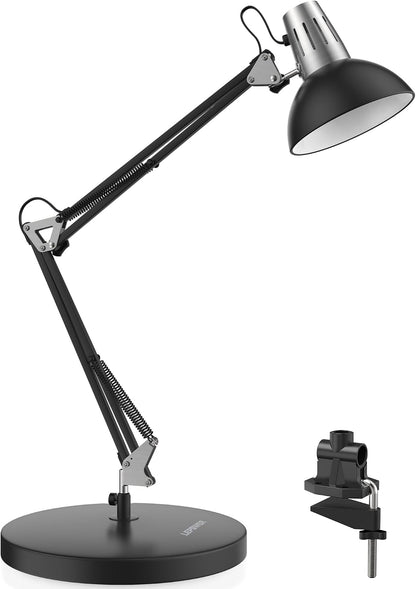 Metal Adjustable Desk Lamp with Clamp, Swing Arm for Home Office