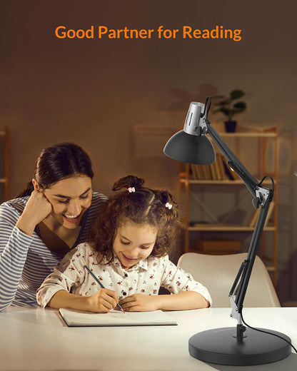 Metal Adjustable Desk Lamp with Clamp, Swing Arm for Home Office