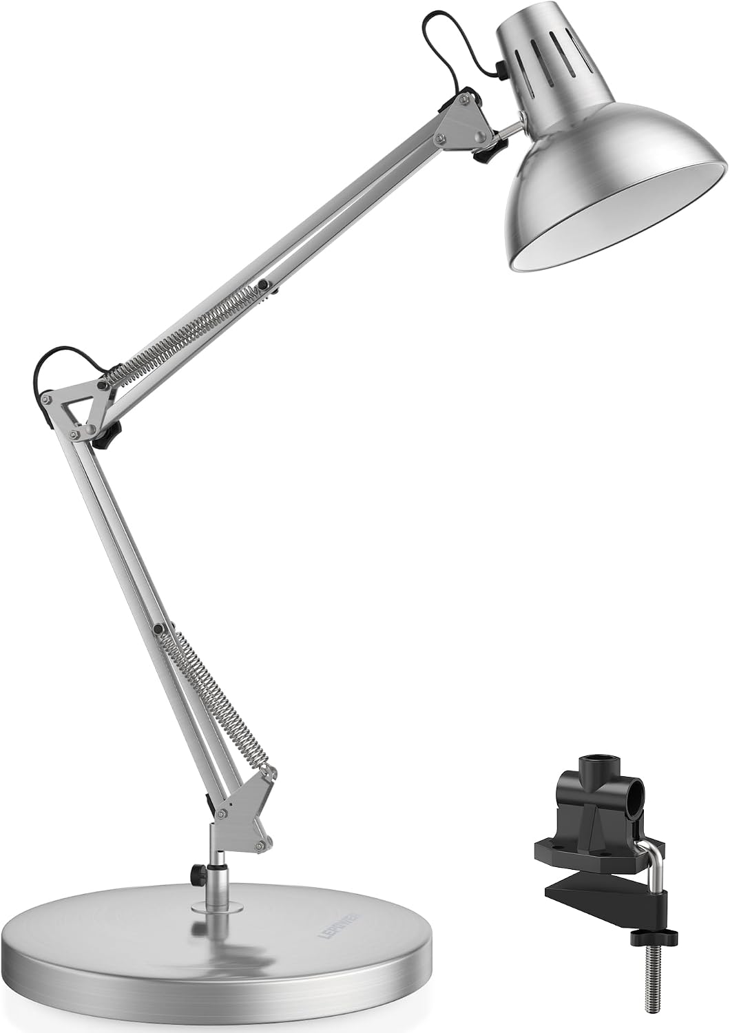 Metal Adjustable Desk Lamp with Clamp, Swing Arm for Home Office