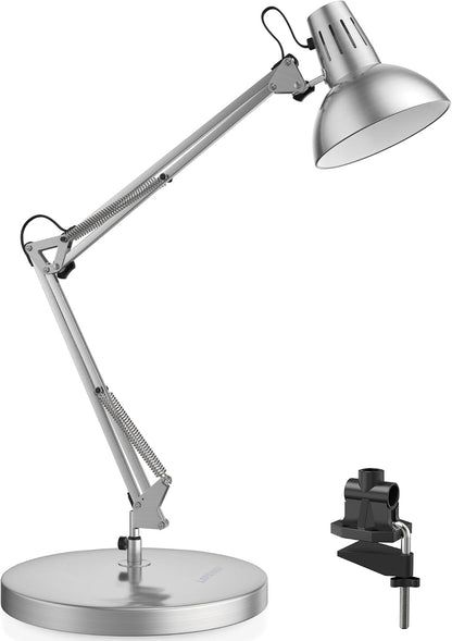 Metal Adjustable Desk Lamp with Clamp, Swing Arm for Home Office