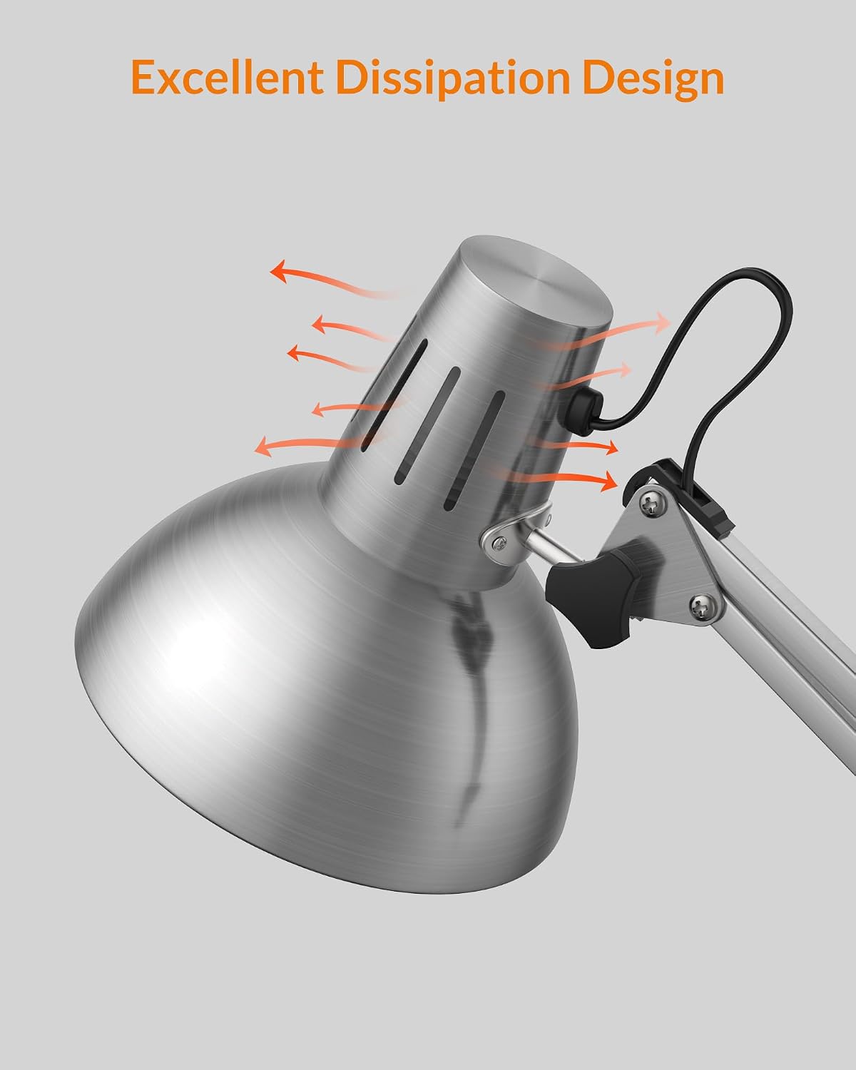 Metal Adjustable Desk Lamp with Clamp, Swing Arm for Home Office