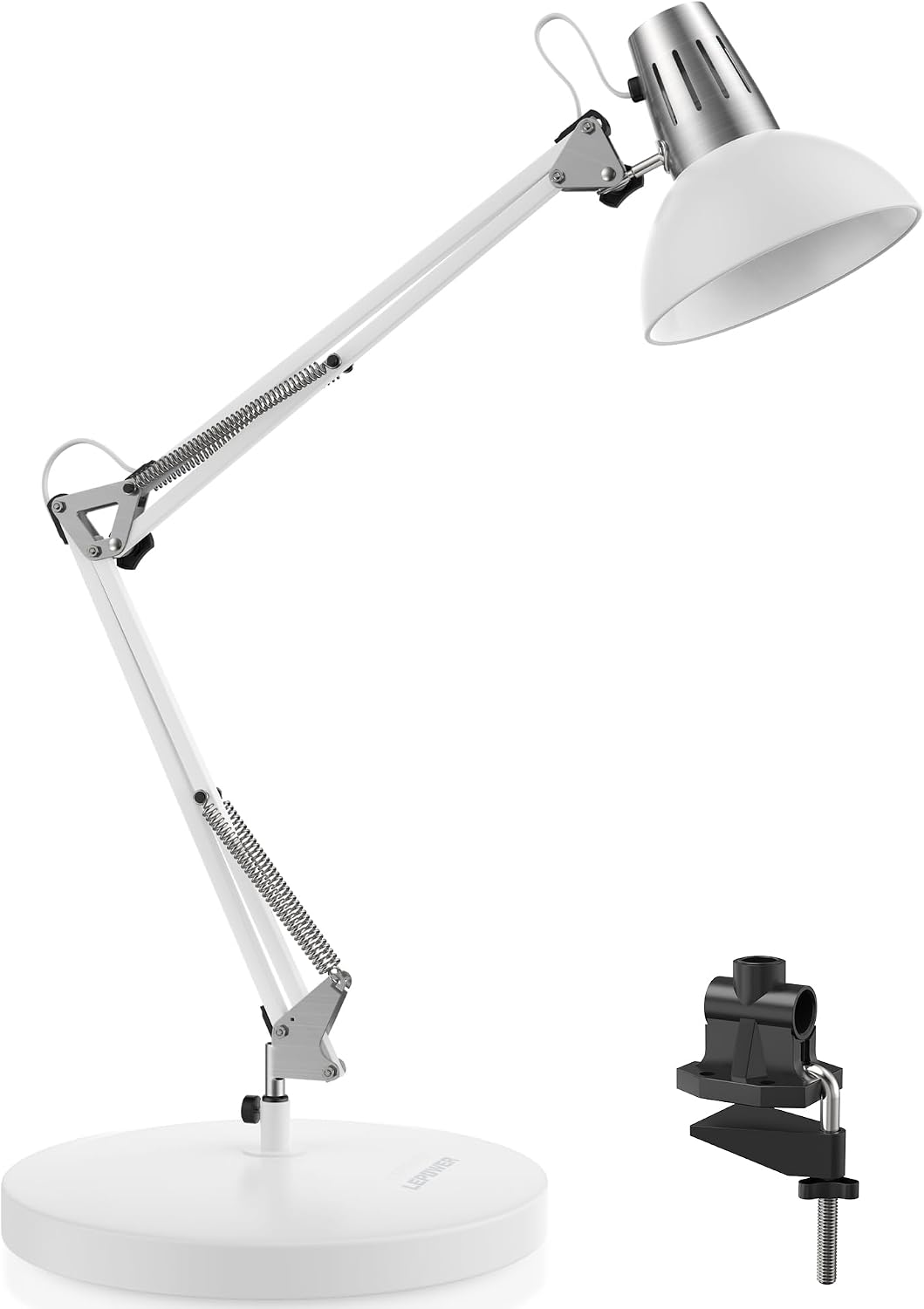 Metal Adjustable Desk Lamp with Clamp, Swing Arm for Home Office